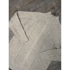 LC Lauren Conrad Women Oatmeal Marl Cable Knit Mock Neck Sweater Size M
